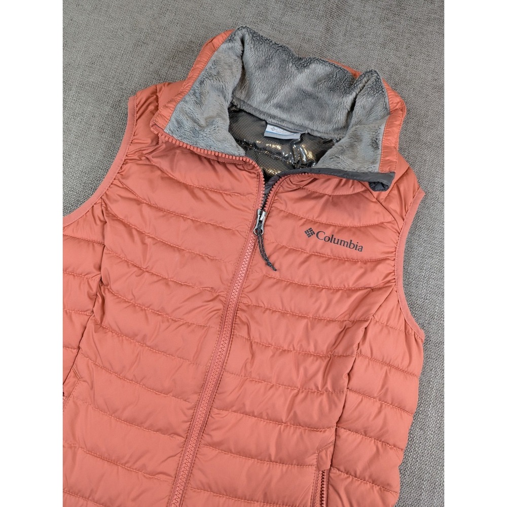 Columbia Vest Women S Rose Pink Heavenly Lite Omni Heat Insulated Puffer Quilted